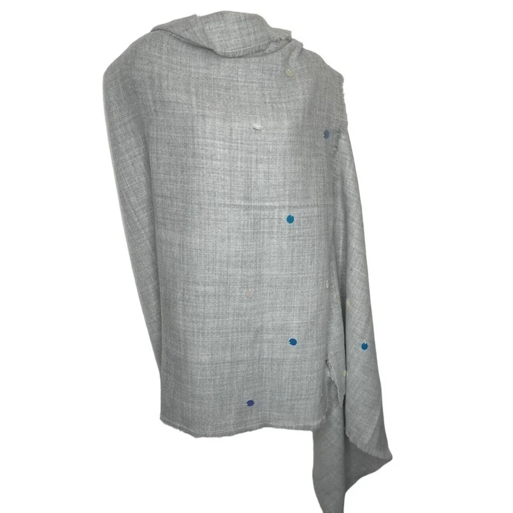 Savida Grey Disc Scarf Rectangle Blanket‎ Wrap Fringe 39 X 74 New with Tags